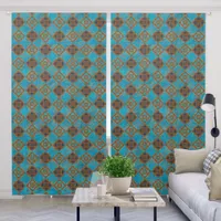 Southwest Mountain Peaks Design Turquoise 50x96in Blackout Curtains