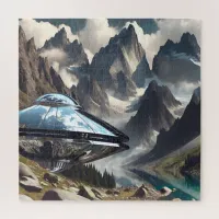 UFO that Landed in the Mountains Reflection Jigsaw Puzzle