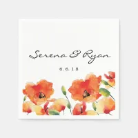 Summer Golden Poppy Wedding Paper Napkins