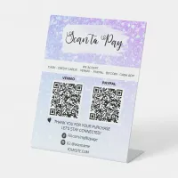 *~* 2 QR PAYMENT - Lavender Tabletop Table Tent Pedestal Sign