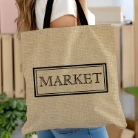 Rustic Burlap Custom Vintage Market Tote Bag