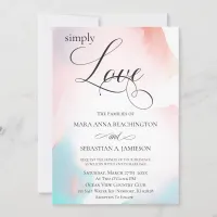 *~* Soft Abstract Watercolor Coral Aqua Wedding Invitation