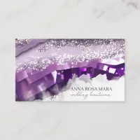 *~* QR Agate Lavender Purple Gold Glitter AP66 Business Card