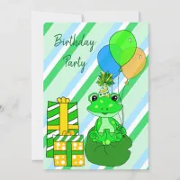 Frog Themed Boy's Birthday Party Invitation