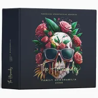 Floral Skull Family Name Halloween Photo Album 3 Ring Binder