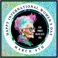 Happy International Women's Day 8th March Grl Pwr Button