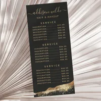 Stunning Black And Gold Glitter Script Price Menu