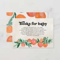 Little Cutie Orange Baby Shower Book Request Enclosure Card