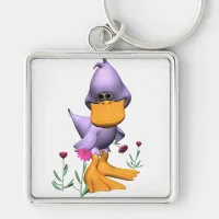 Cute and Shy Purple Cartoon Duck Keychain
