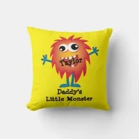Cute Orange Cartoon Monster Funny Fun for Kids Throw Pillow