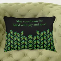 Neon green leaves - fractal art, irish saying,  accent pillow