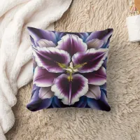 Vibrant Purple Lily on Dark Background Throw Pillow