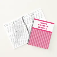 Pink Striped Spiral Recipe Notebook