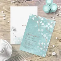 Watercolor Snowdrops Rehearsal Teal/Copper ID726 Invitation