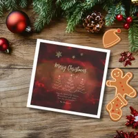 Modern Red Gold Christmas Tree Napkins