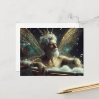 Sexy Fairy elder man with Grey Hair in the bathtub Postcard