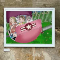 Kids at the Carnival Whimsical Art  Poster