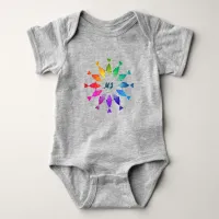 Rainbow fish in ocean cute colorful pattern baby bodysuit