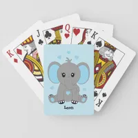 Cute baby elephant in blue for boys  poker cards