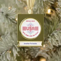 Stay fly it's the 4th of July Gold Plated Banner Ornament