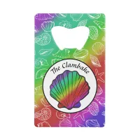 Clambake Rainbow Clam Shellfish Pattern Credit Card Bottle Opener