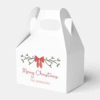 Personalized Merry Christmas Coquette Bow Trendy Favor Boxes