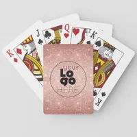 Business Logo Rose Gold Glitter Playing Card Set