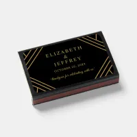 Black Gold Art Deco Great Gatsby Wedding Matchboxes