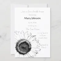 Black and White Sunflower Bridal Shower Invitation