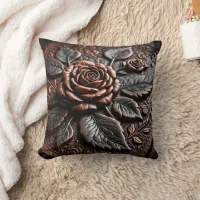 Intricate Elegant Rose Relief Sculpture Throw Pillow