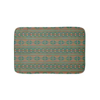 Southwestern Copper Teal Geometric Pattern Small Bath Mat