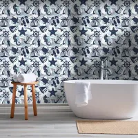 Nautical Beach Pattern Navy ID839 Wallpaper