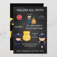 Cops and Robbers Birthday Chalkboard Invitation