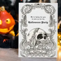 Vintage Gothic Skull Adult Halloween Party Invitation