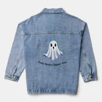 Cute Halloween Ghost Candy Hunters Support Crew Denim Jacket