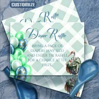 Stork With Baby Boy And Balloons Baby Shower Enclosure Card