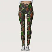 Sasquatch and Forest Trees Bigfoot Patterned Leggings