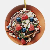 Blueberry Pancakes Funny Gag Food Christmas Ceramic Ornament