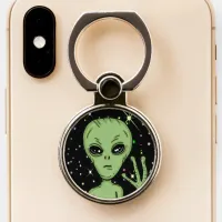 Alien on a Starry Night, Crypto Art Ufology Phone  Phone Ring Stand