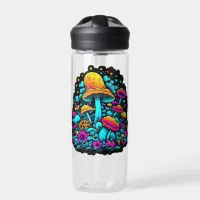 Retro Neon Mushrooms and Flowers  Water Bottle