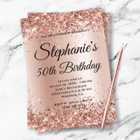 Rose Gold Glitter and Blush Gradient Invitation