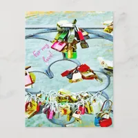 So much love! Love locks for eternal love  Postcard