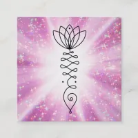 *~* Nirvana Heart Lotus Glitter Rays Yoga Reiki Square Business Card