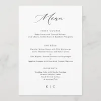 Vintage Minimalist Simple Elegant Wedding Menu