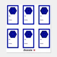 Blue Nested Hexagon Gift Sticker