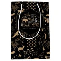 Wild Wonderful Christmas Pattern/Kraft Black ID604 Medium Gift Bag