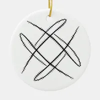 Black and White #15 Criss Cross Doodle Ceramic Ornament