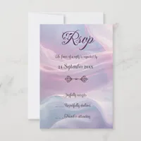 Whispers of Silk: Dreamy Pastel Waves Pink Blue  RSVP Card