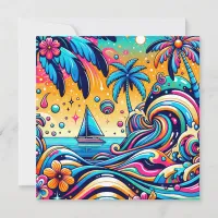 Fun Whimsical Psychedelic Sailboat