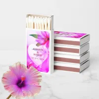 Purple Hibiscus Flower Wed Floral Heart Dewdrop Matchboxes